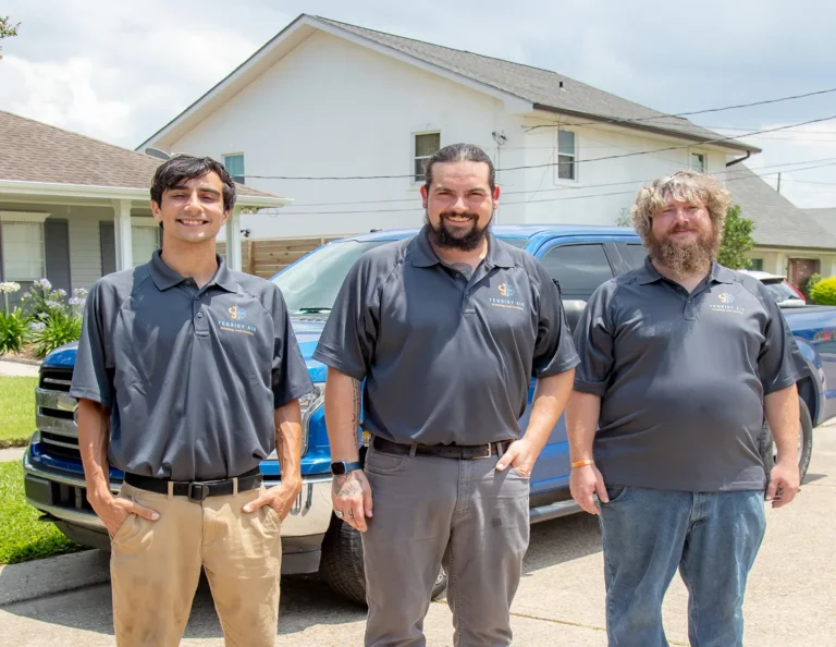 The three Tegridy Air co-owners together outside a Louisiana home