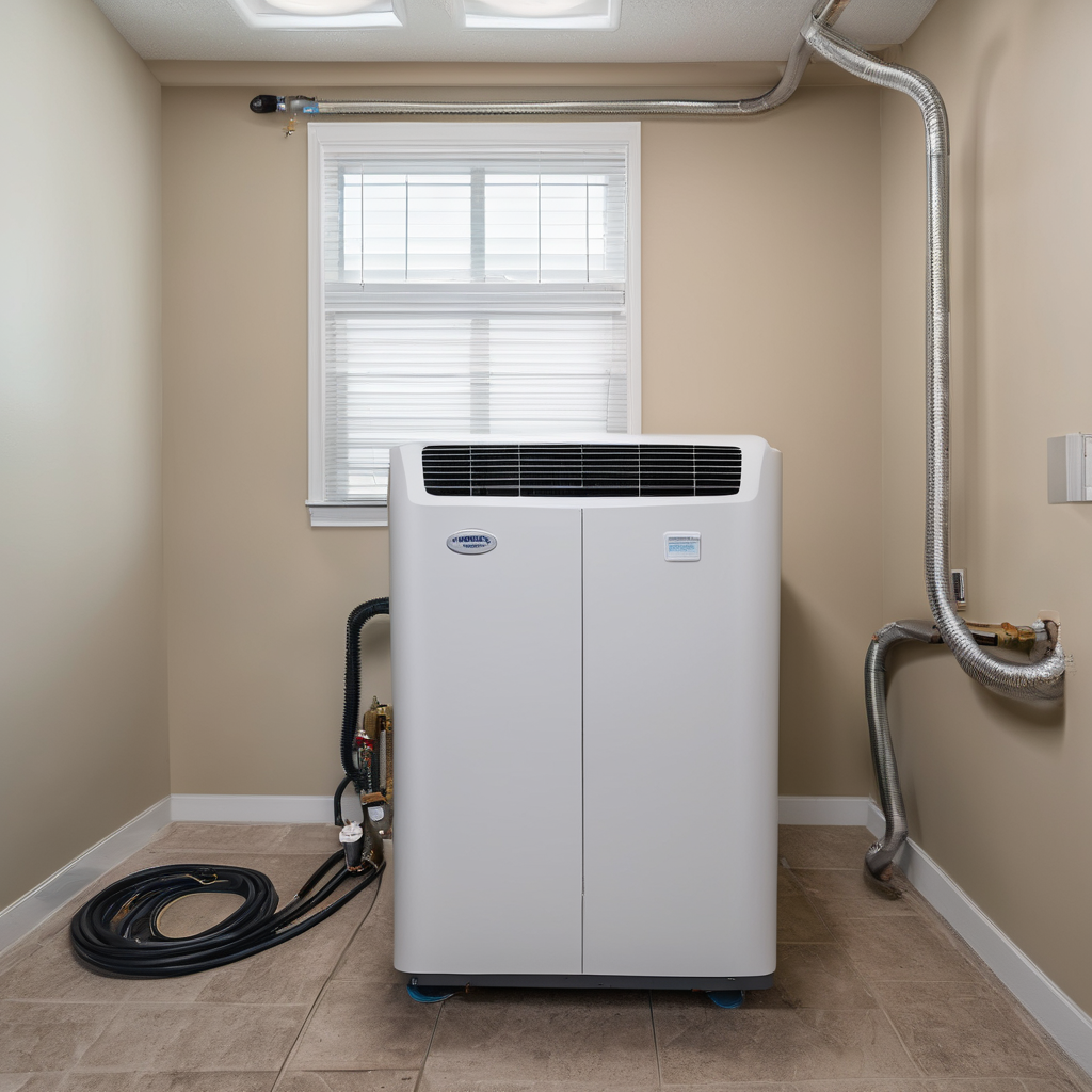 a whole-home dehumidifier and air handler in a utility room