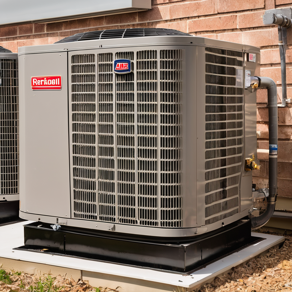 a new high-efficiency air conditioning condenser freshly installed